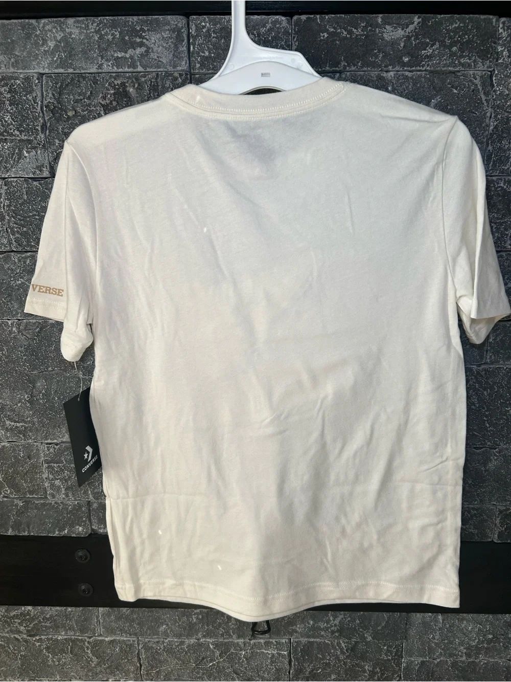Converse Boys White Graphic Tee with Black Sneaker Print